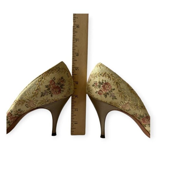 Vintage 1950s‎ Frittori Italy Floral Brocade Heels, Hand made - Picture 12 of 16